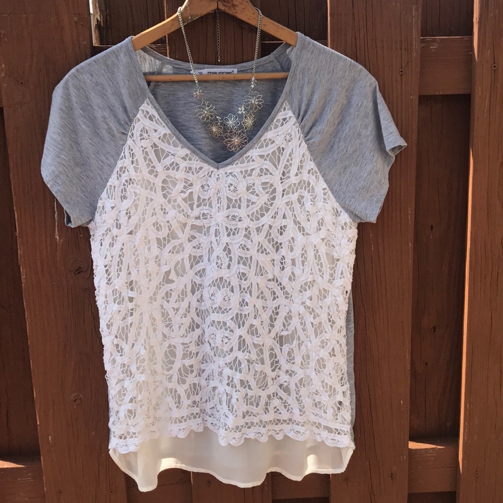 Maurice’s lace/sheer top. Size 1 aka size 16.